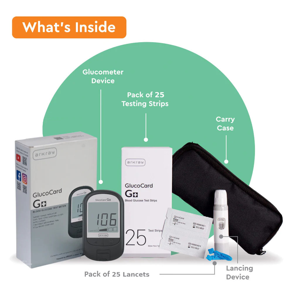 Glucocard G+ Kit with 25 Strips Pack | Blood Glucose Meter For Diabetes - Image 3